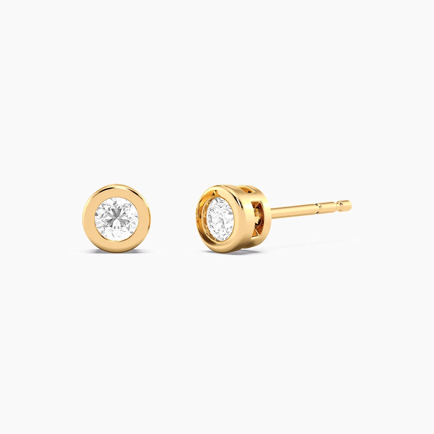 Pendientes en plata bañada en oro con diamante de laboratorio