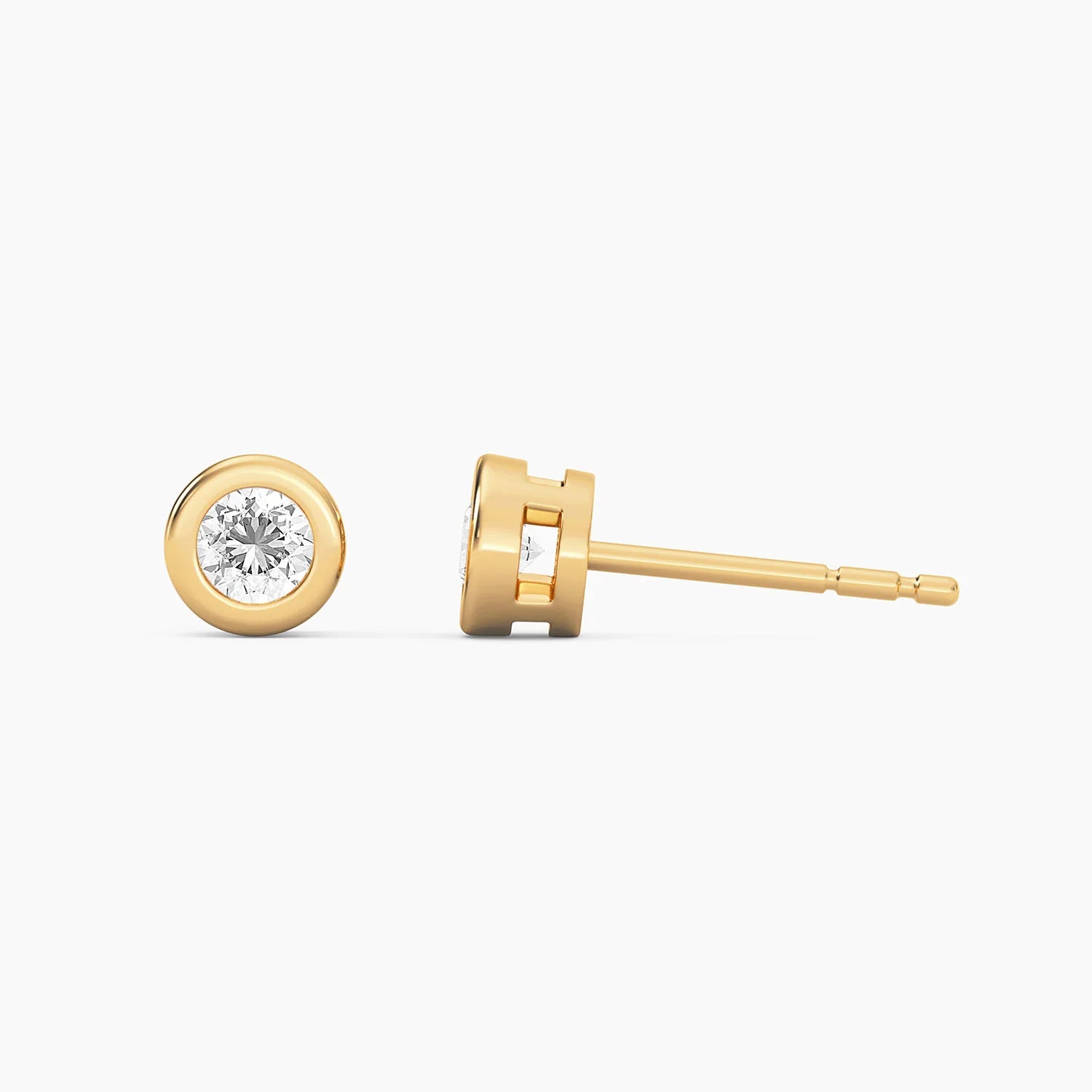 Pendientes en plata bañada en oro con diamante de laboratorio