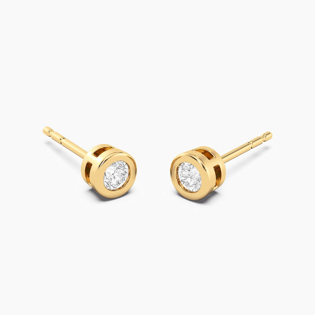 Pendientes en plata bañada en oro con diamante de laboratorio