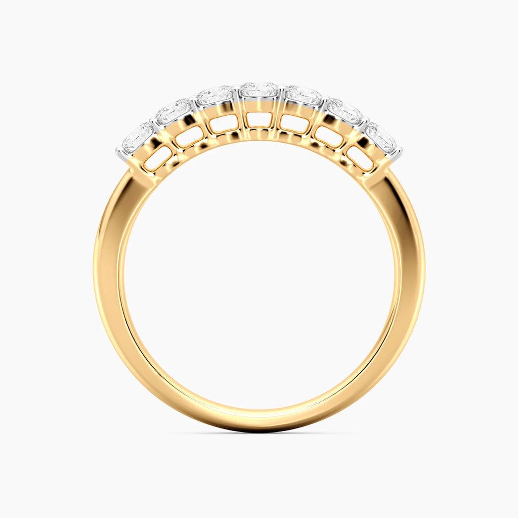 Anillo Riviere de plata bañada en oro con diamantes de laboratorio