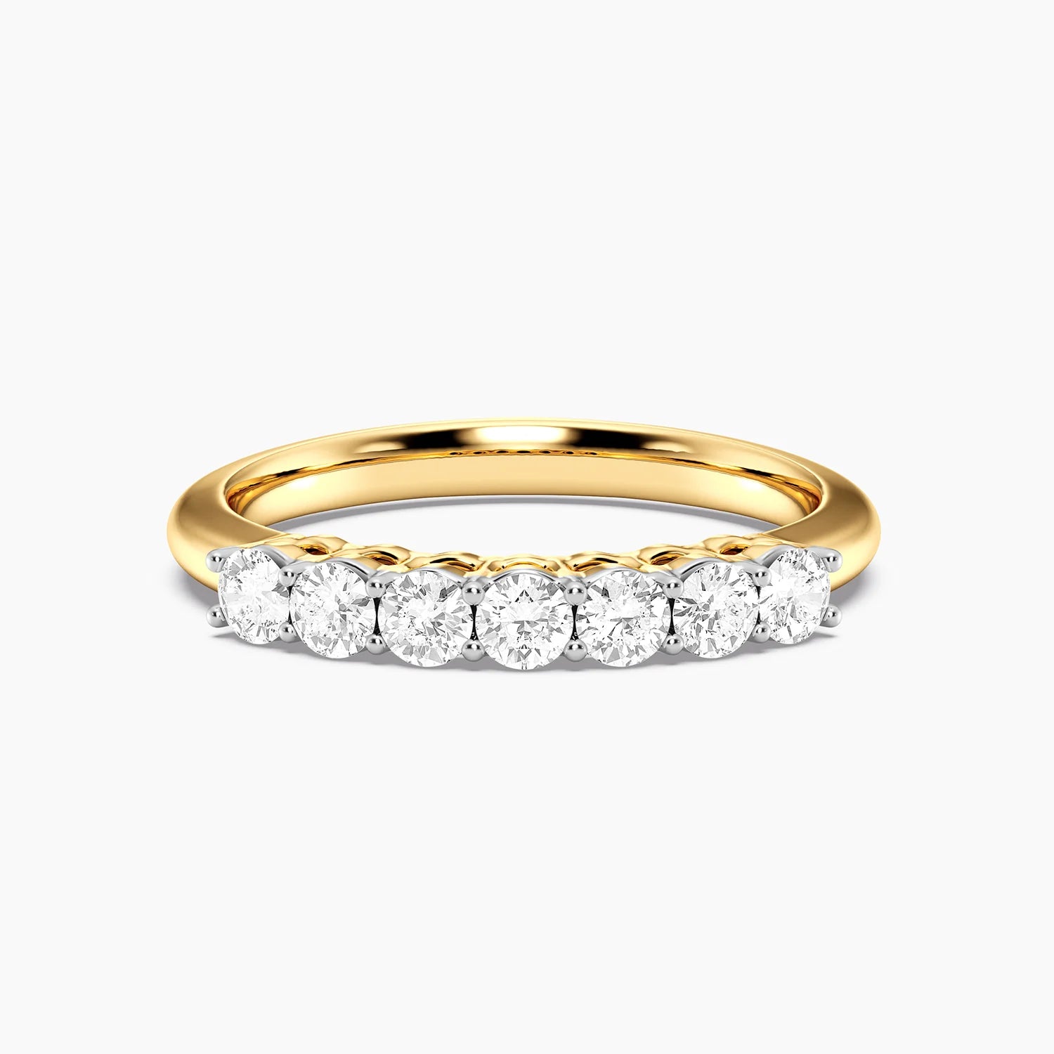 Anillo Riviere de plata bañada en oro con diamantes de laboratorio