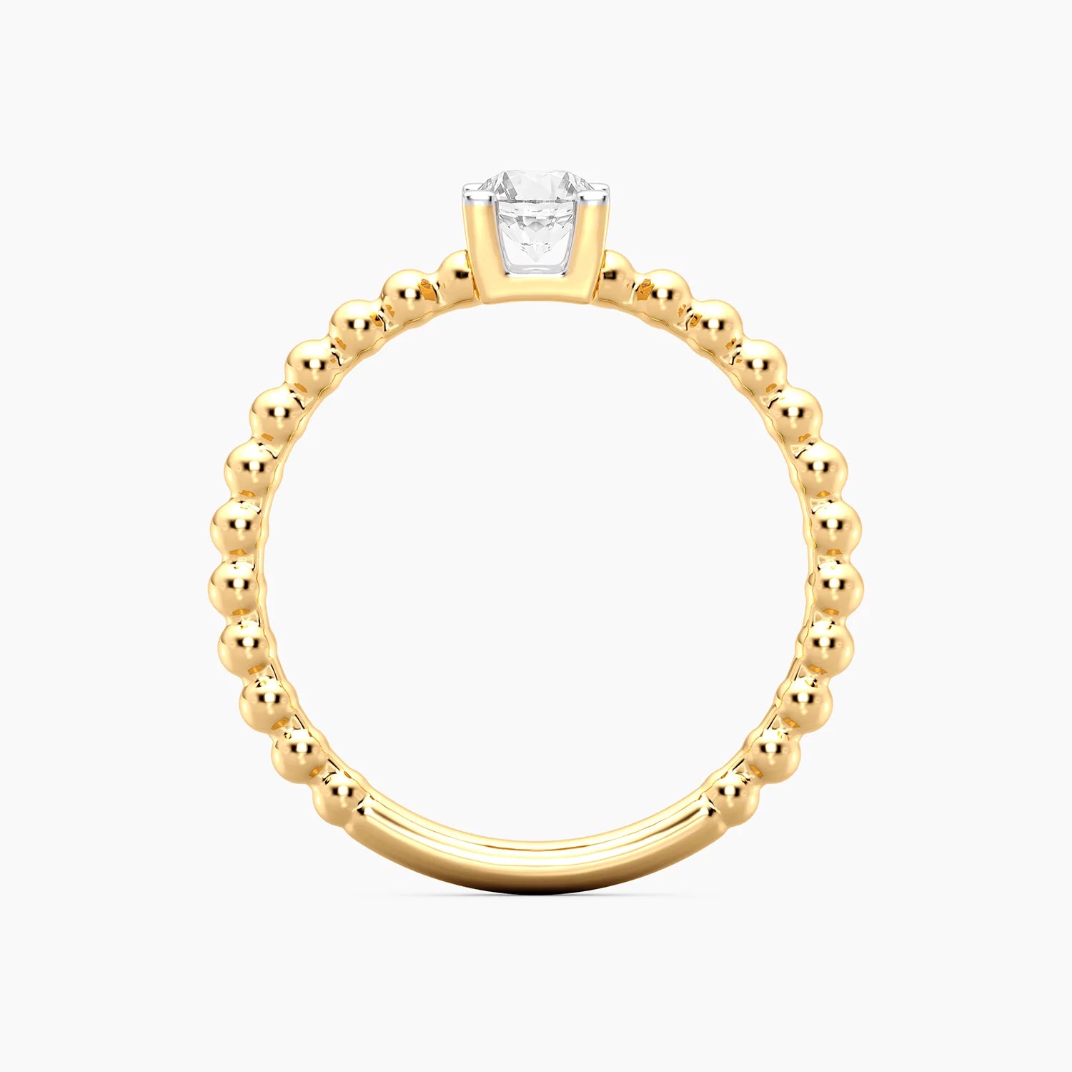 Anillo de plata bañada en oro con diamante de laboratorio